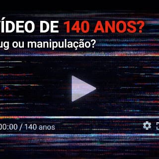 “Thumbnail ilustrativa de player com glitch e texto ‘Vídeo de 140 anos? bug ou manipulação?’”
