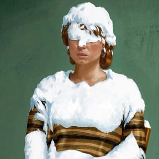 Cena do filme Estou Pensando em Acabar com Tudo, de Charlie Kaufman, com personagem coberta de neve