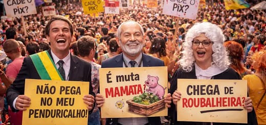 Foliões participam de bloco carnavalesco com protesto político contra supersalários no Rio de Janeiro