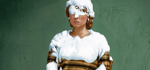 Cena do filme Estou Pensando em Acabar com Tudo, de Charlie Kaufman, com personagem coberta de neve