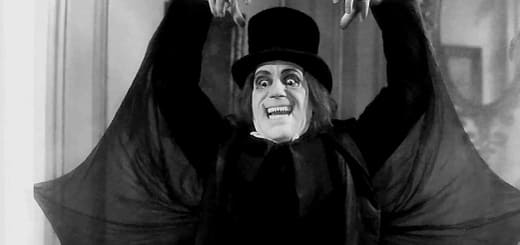 Lon Chaney caracterizado como vampiro no filme perdido London After Midnight (1927), de Tod Browning