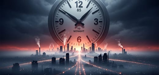 Relógio do Juízo Final marcando 85 segundos para a meia-noite em 2026